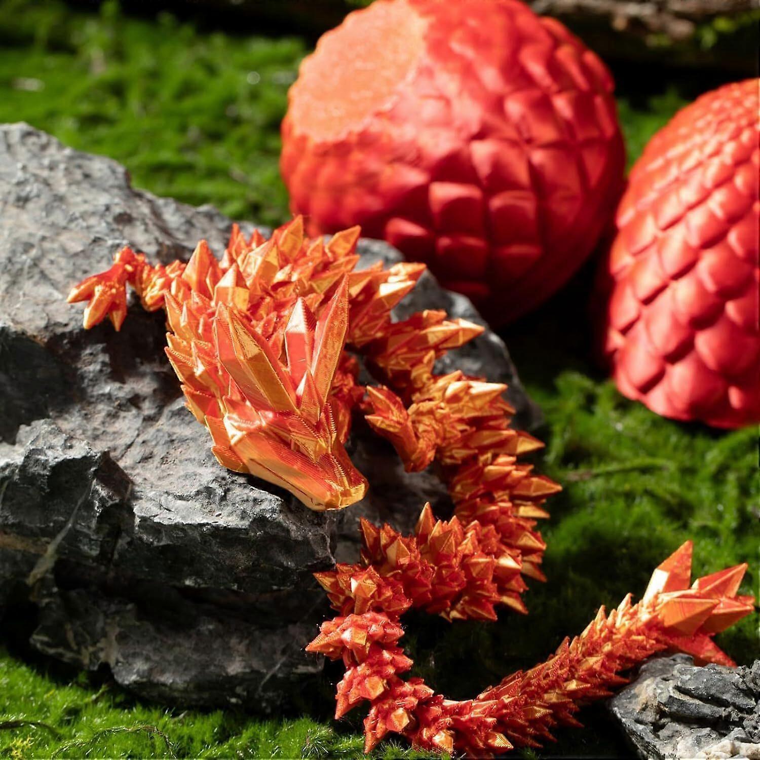 3D Printed Dragon in Egg, Full Articulated Dragon Crystal Dragon with Dragon Egg - Image 3