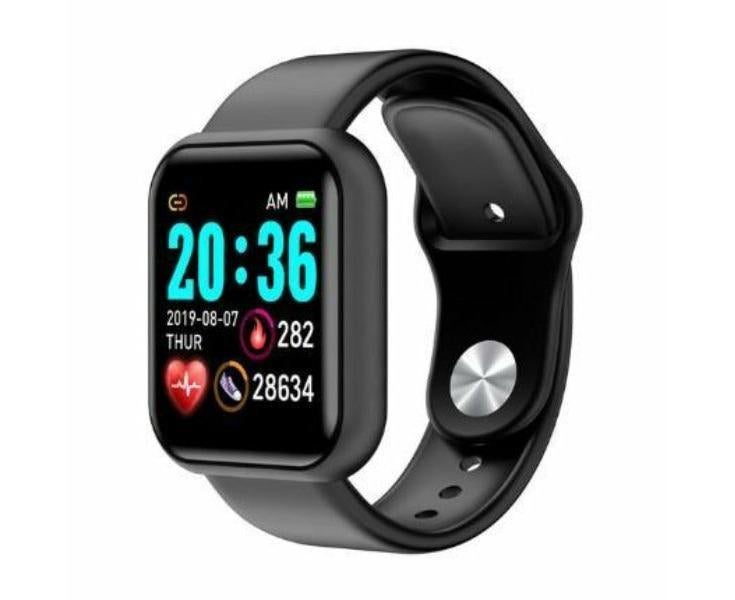 Smart Fitness Tracker Watch Waterproof Sports With Heart Rate Blood Pressure Monitor Band Bracelet (fitbit Versa Style) - Black - Image 1