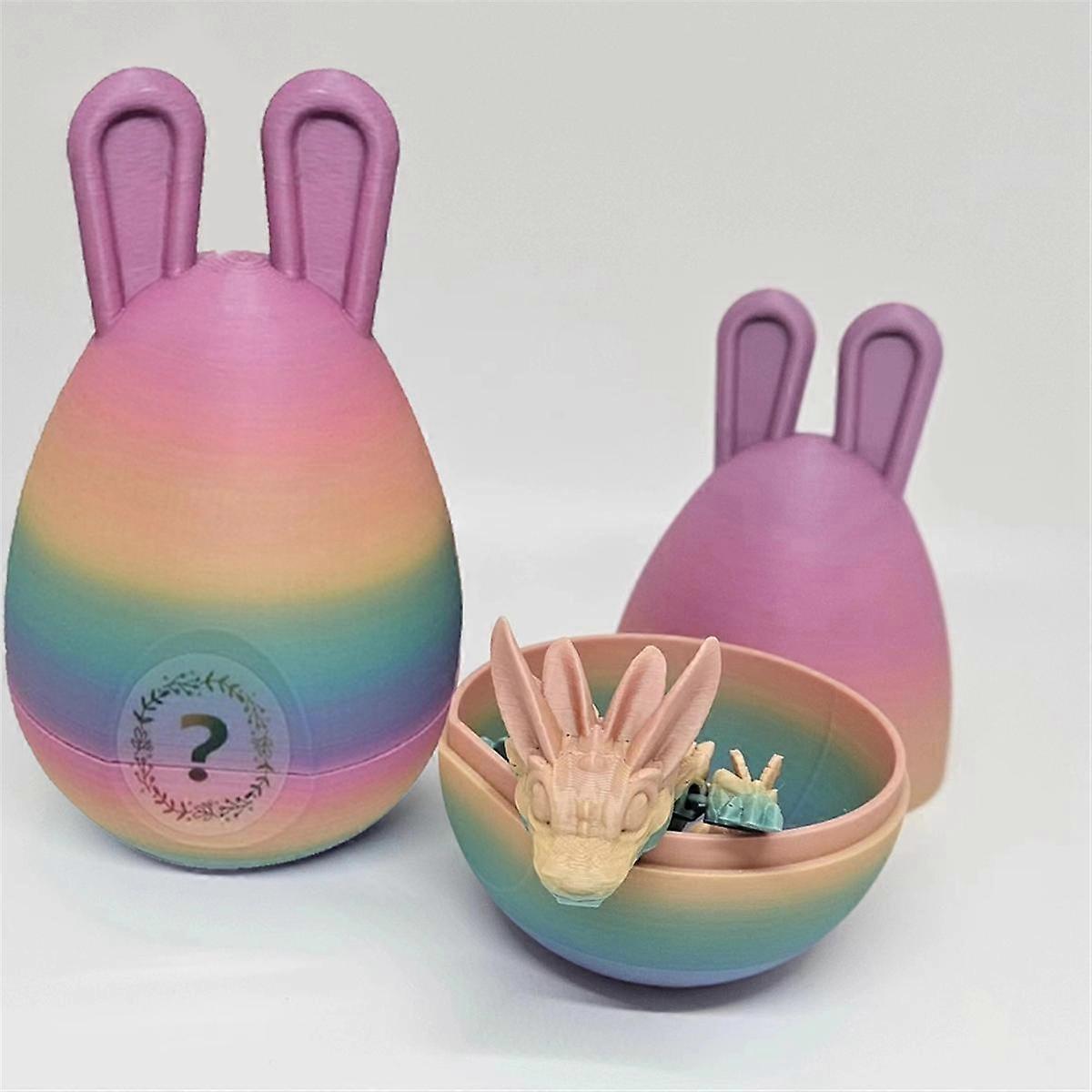 A Easter Bunny Ear Eggs with Dragon, 3D Printed Dragon Egg,Crystal Dragon ,Full Articulated Dragon in Egg - Image 2