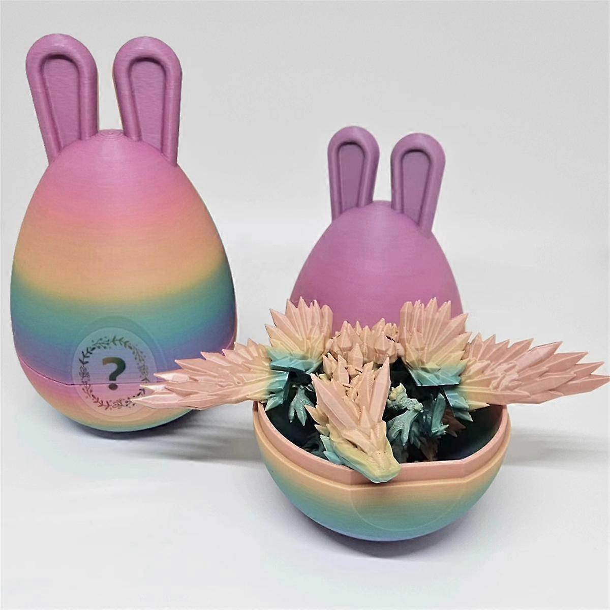A Easter Bunny Ear Eggs with Dragon, 3D Printed Dragon Egg,Crystal Dragon ,Full Articulated Dragon in Egg - Image 3
