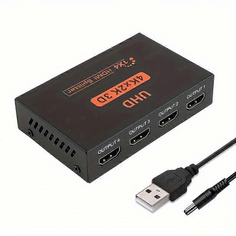 1 In 4 Out 4K HDMI Splitter with AC Adapter - Image 1