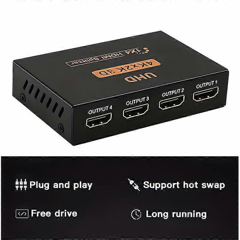 1 In 4 Out 4K HDMI Splitter with AC Adapter - Image 3