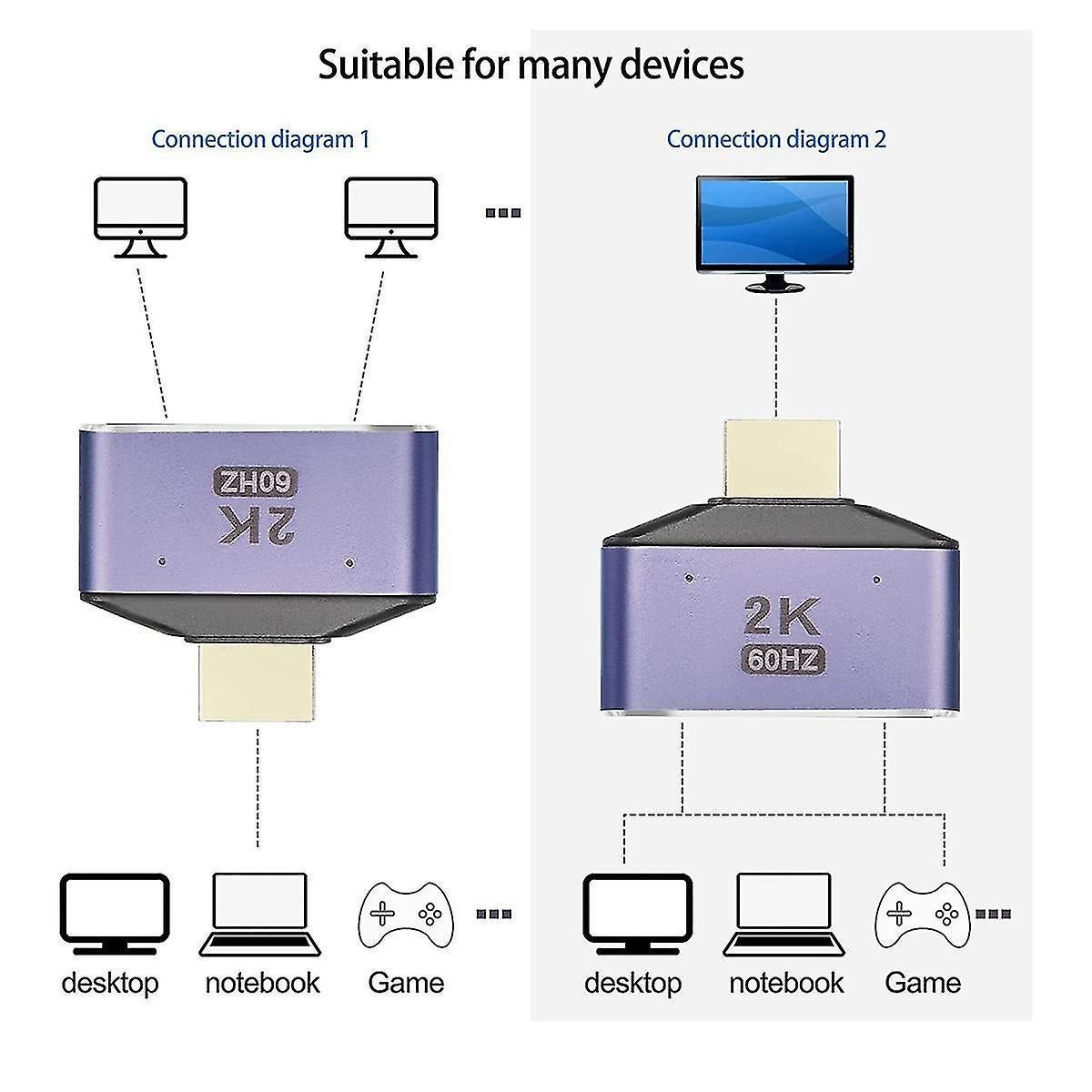 1 In 2 Out HDMI Splitter Adapter 60Hz - Image 5