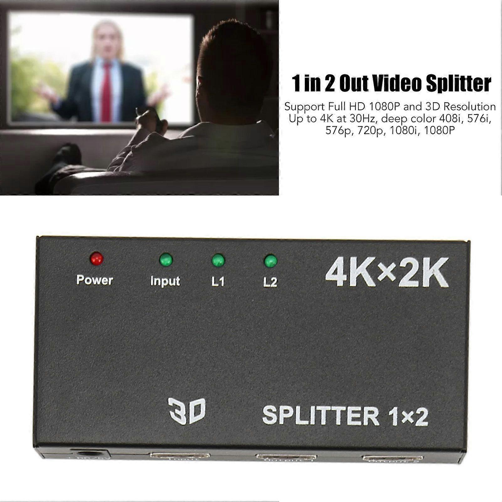 1 In 2 Out 4K HDMI Splitter with AC Adapter - Image 4