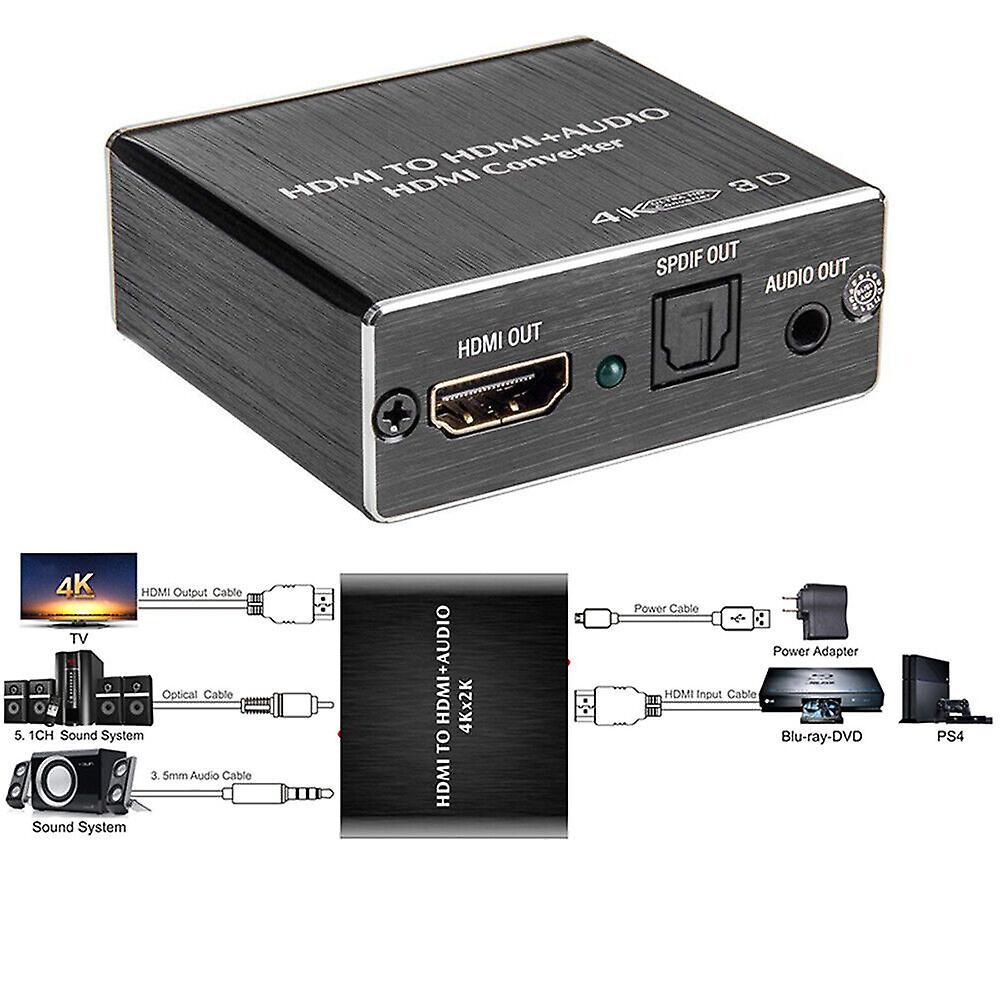 4K HDMI Audio Extractor Converter to HDMI + Optical SPDIF + 3.5mm - Image 2
