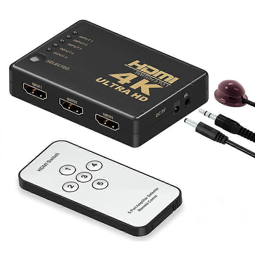 4K HDMI Switch 5 Port with Remote Control - Image 1