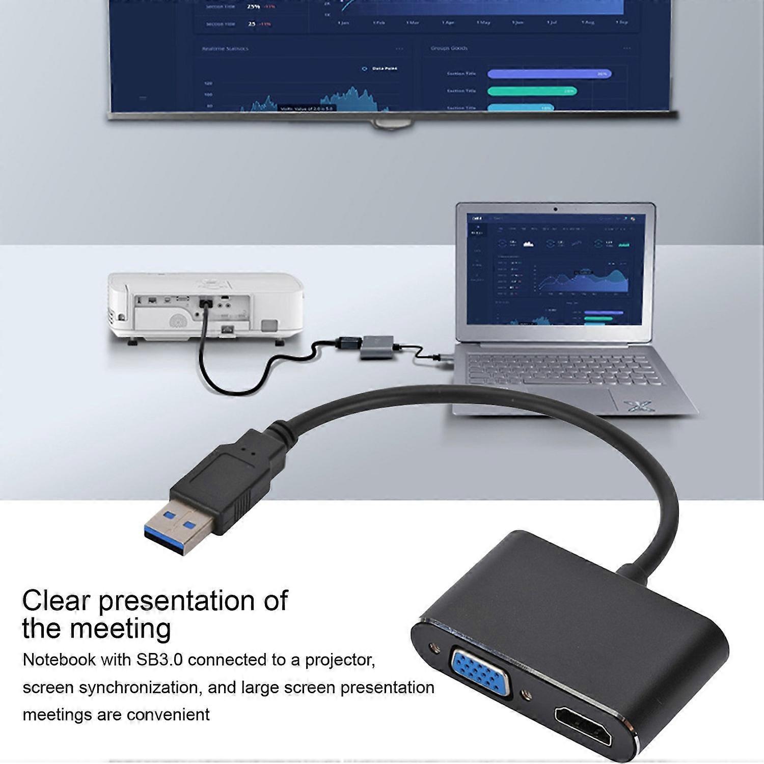 USB-C to HDMI/VGA Dual Monitor Adapter Plug & Play - Image 2