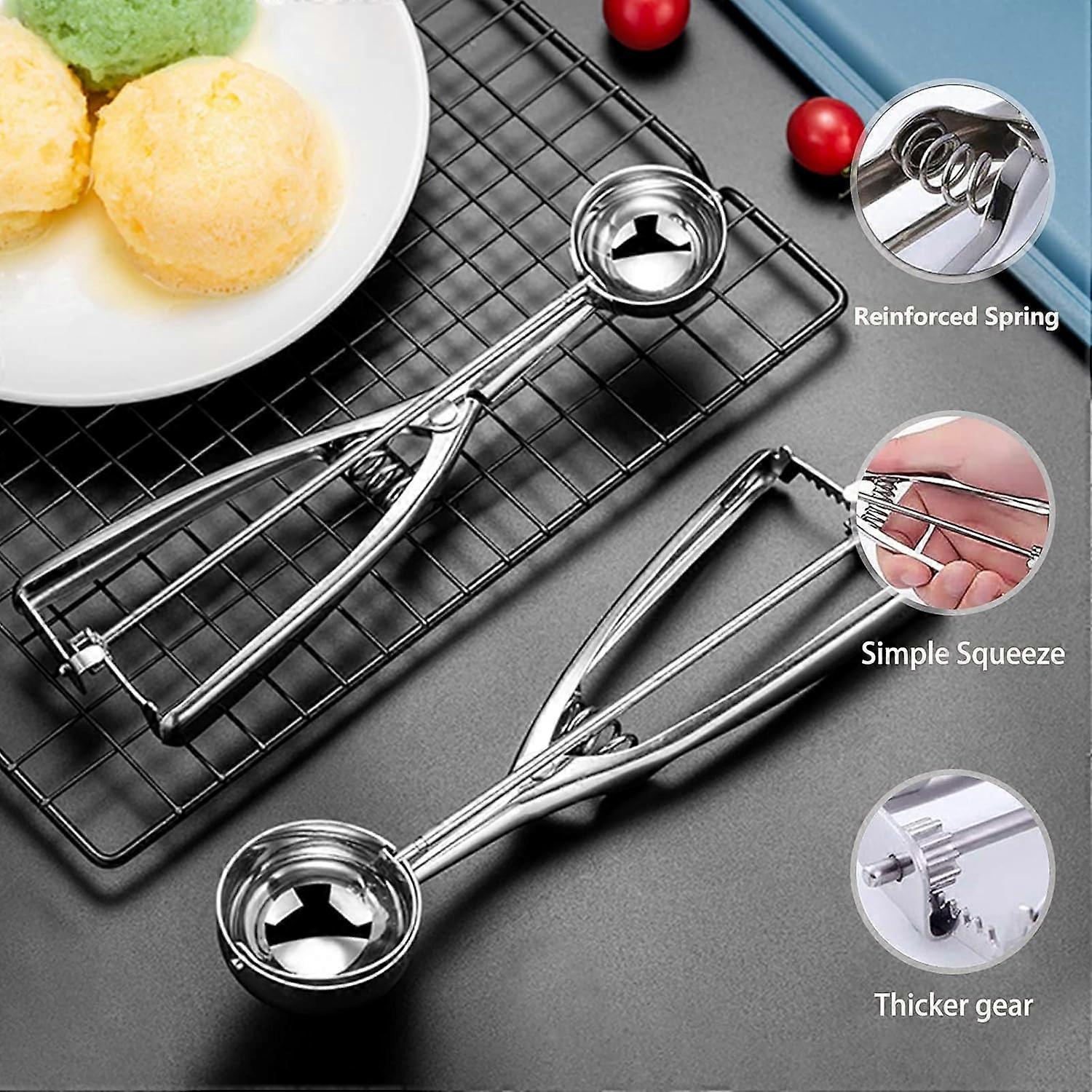 3 Pack Stainless Steel Ice Cream Scoops with Trigger Release - Image 3