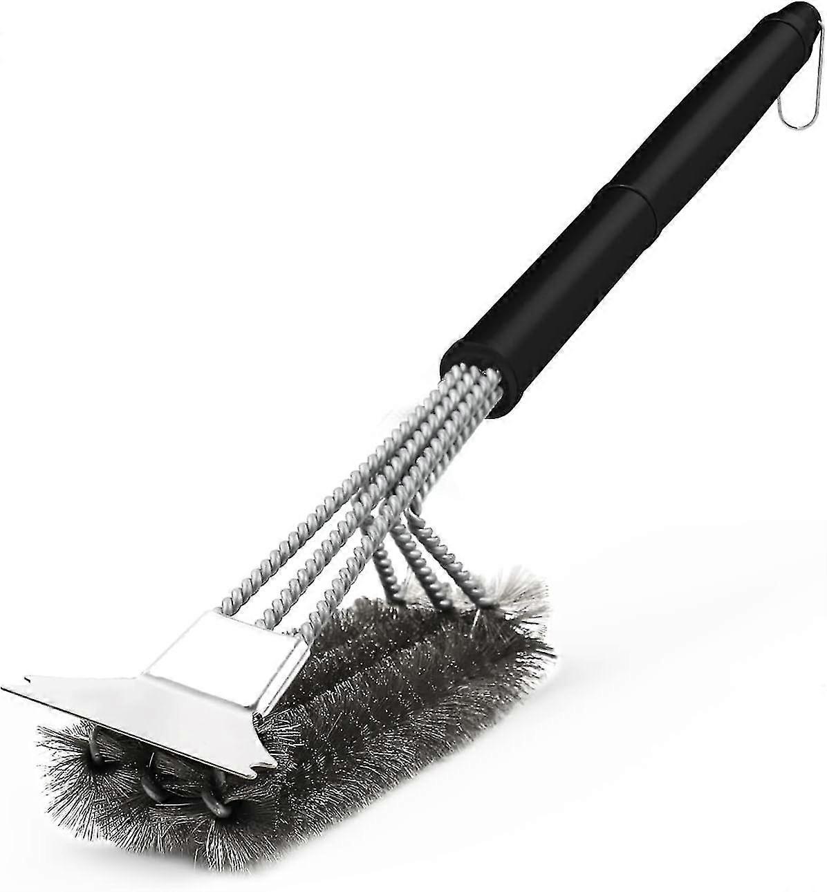3-In-1 BBQ Grill Brush with Stainless Steel Bristles & Scraper - 45cm - Image 1