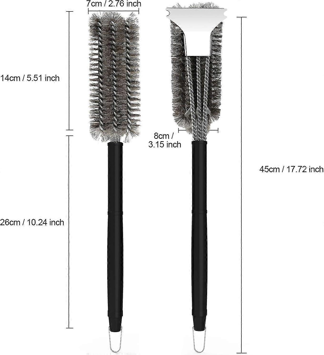 3-In-1 BBQ Grill Brush with Stainless Steel Bristles & Scraper - 45cm - Image 4