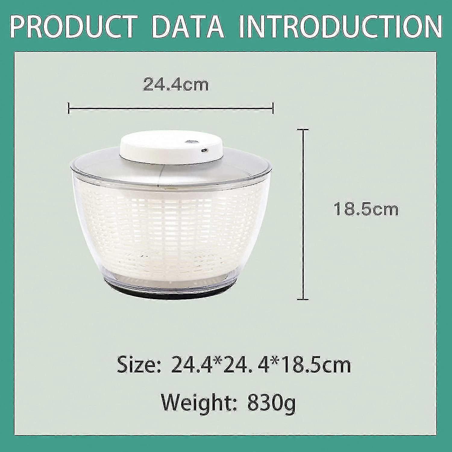 4.5L Electric Vegetable Spin Dryer - USB Rechargeable - Image 2