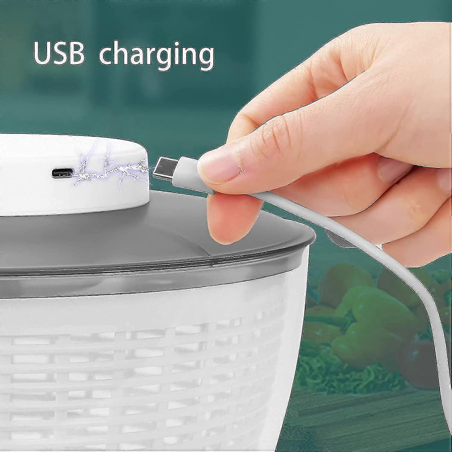 4.5L Electric Vegetable Spin Dryer - USB Rechargeable - Image 4