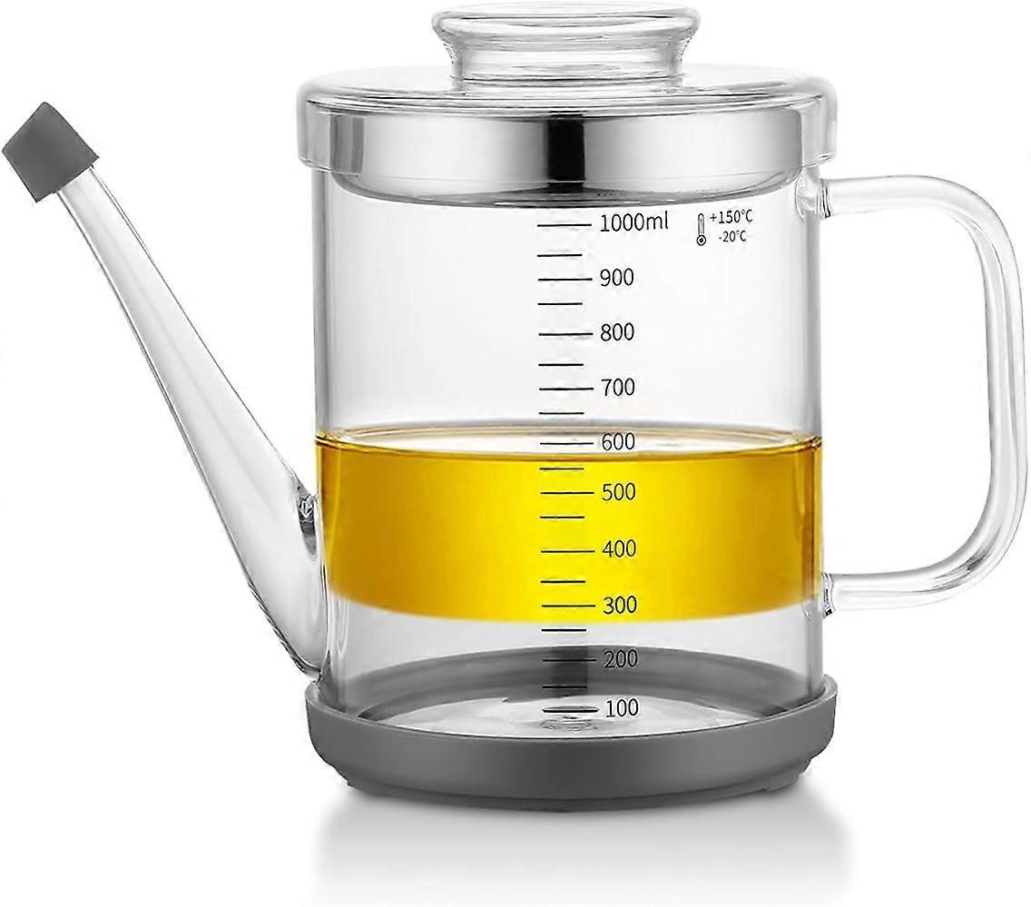 Heat-Resistant Glass Oil Dispenser with Stainless Steel Strainer - Image 1
