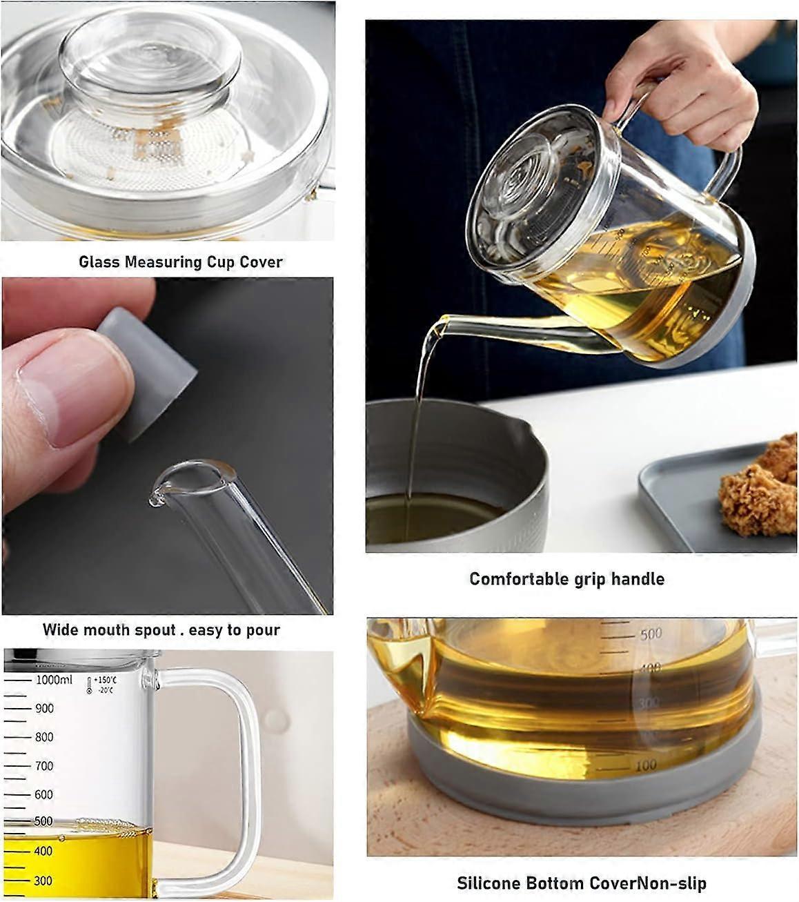 Heat-Resistant Glass Oil Dispenser with Stainless Steel Strainer - Image 2