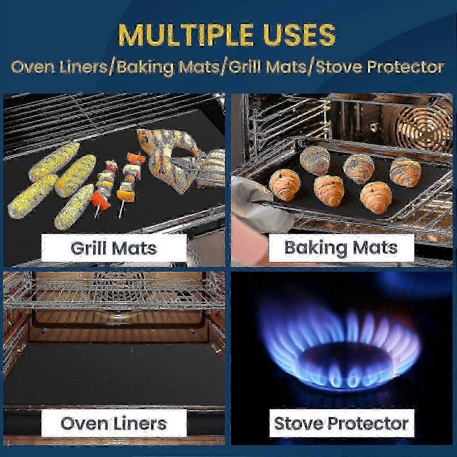 2-Pack Heavy-Duty Oven Mat - Reusable Teflon Stovetop & Grill Protector - Image 2