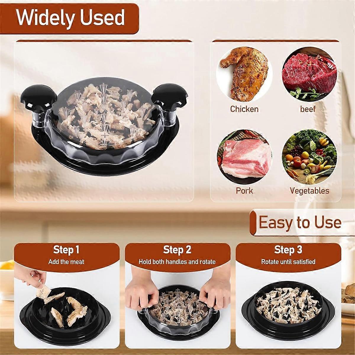 Chicken Shredder Tool - Non-Slip Base & Handles for Easy Shredding - Image 3