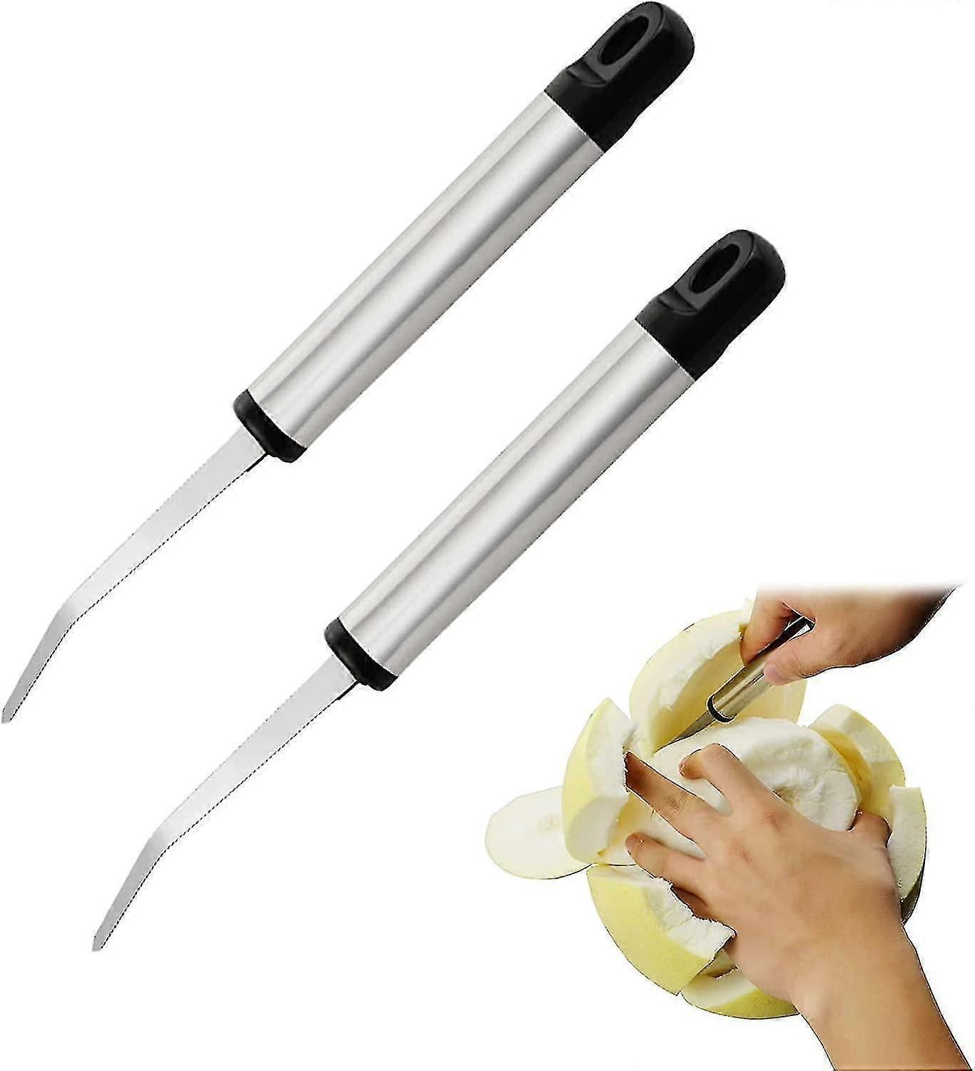 2PCS Stainless Steel Grapefruit Knife - Curved Serrated Blade - Image 1