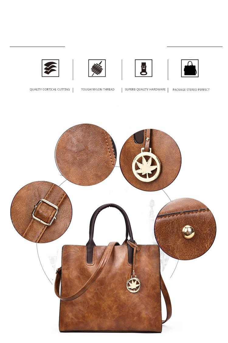 Leather Tote Bags 3-Piece Set Women's Tote + Shoulder Strap + Coin Purse - Image 3