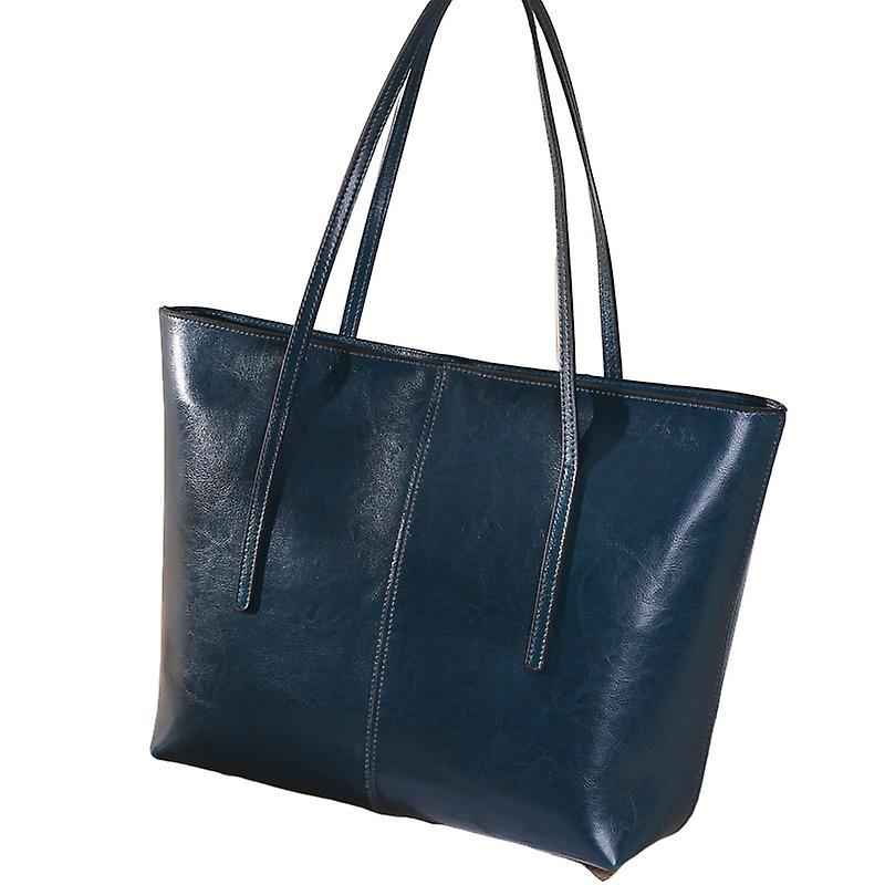 Women's Leather Tote Bag Cowhide Shoulder Bag or Handbag - Blue - Image 1