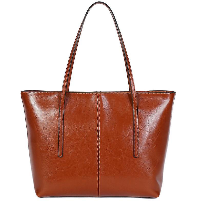 Women's Leather Tote Bag Cowhide Shoulder Bag or Handbag - Orange - Image 1