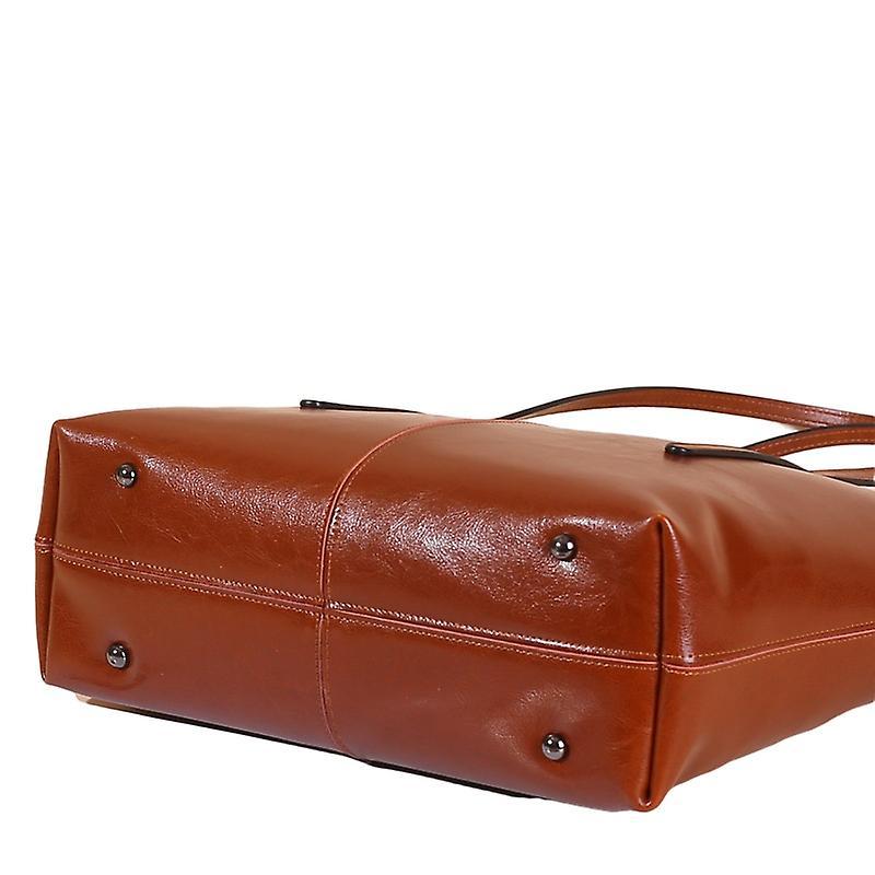 Women's Leather Tote Bag Cowhide Shoulder Bag or Handbag - Orange - Image 4