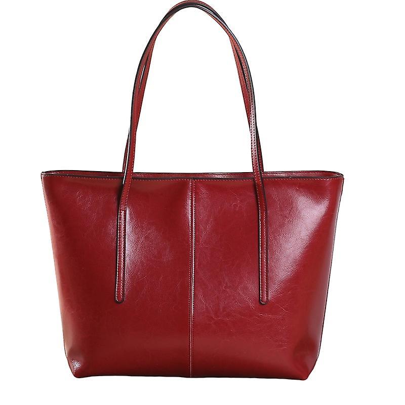 Women's Leather Tote Bag Cowhide Shoulder Bag or Handbag - Red - Image 1