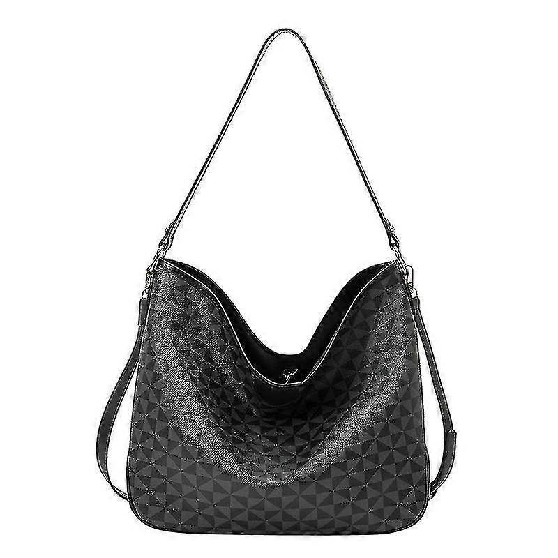 Women's Plaid Tote Bag PU Leather Shoulder Bag Underarm Bucket Bag with Wallet - Image 1