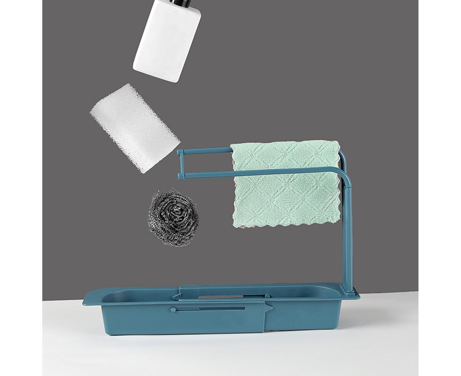 Sink Drain Tray Plastic Quick Drainage Storage Rack-Blue - Image 6