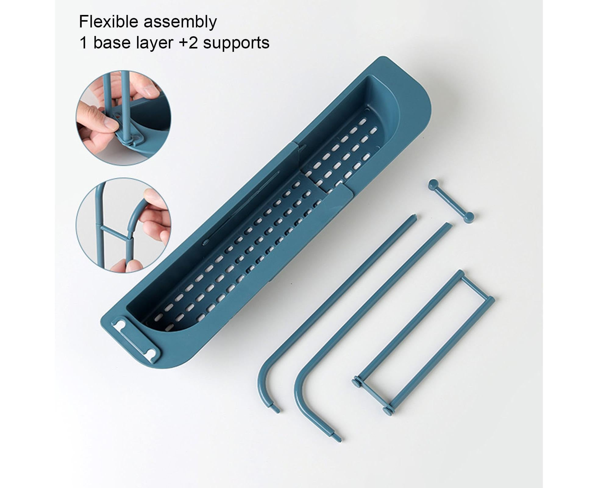 Sink Drain Tray Plastic Quick Drainage Storage Rack-Blue - Image 7