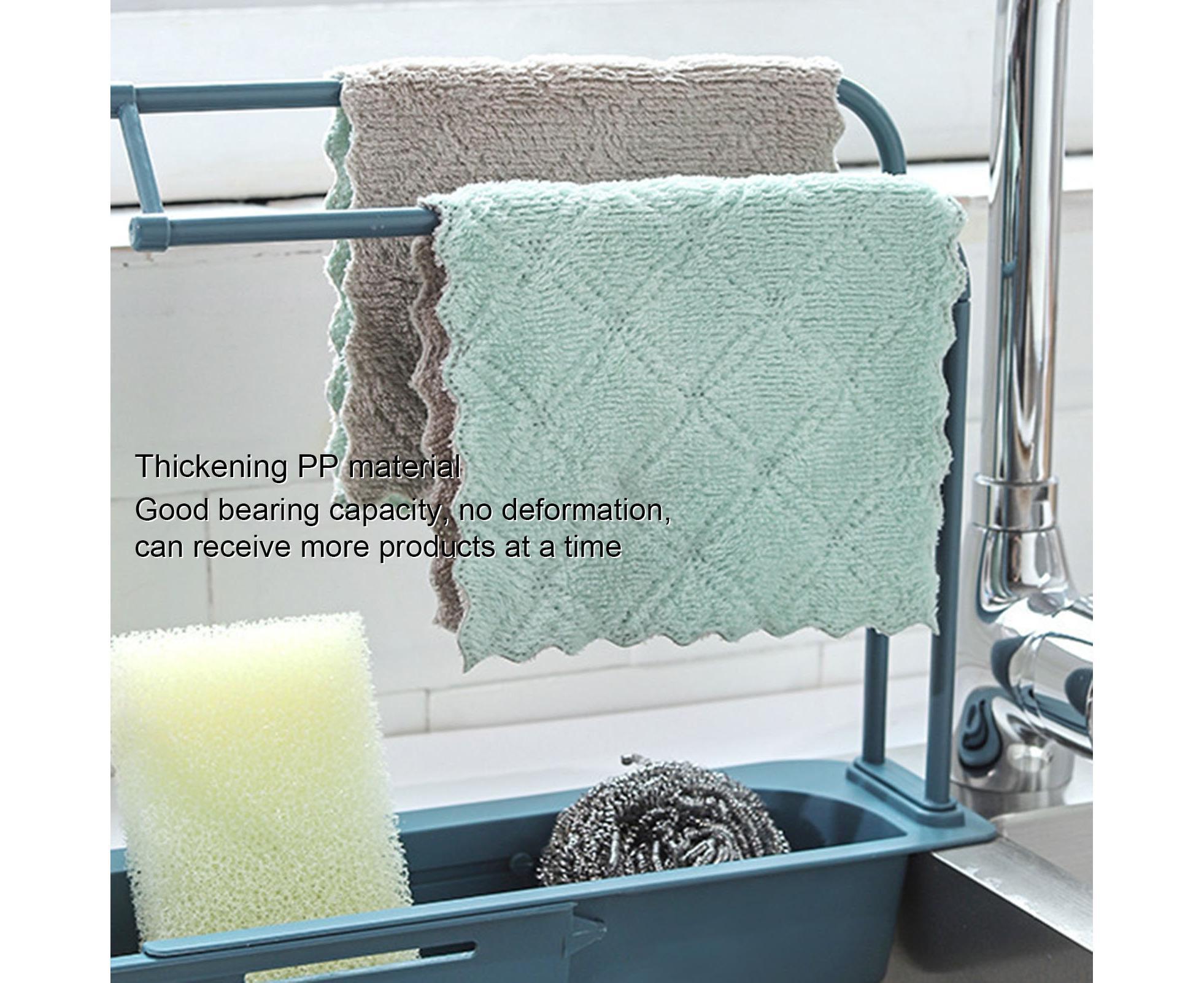 Sink Drain Tray Plastic Quick Drainage Storage Rack-Blue - Image 8