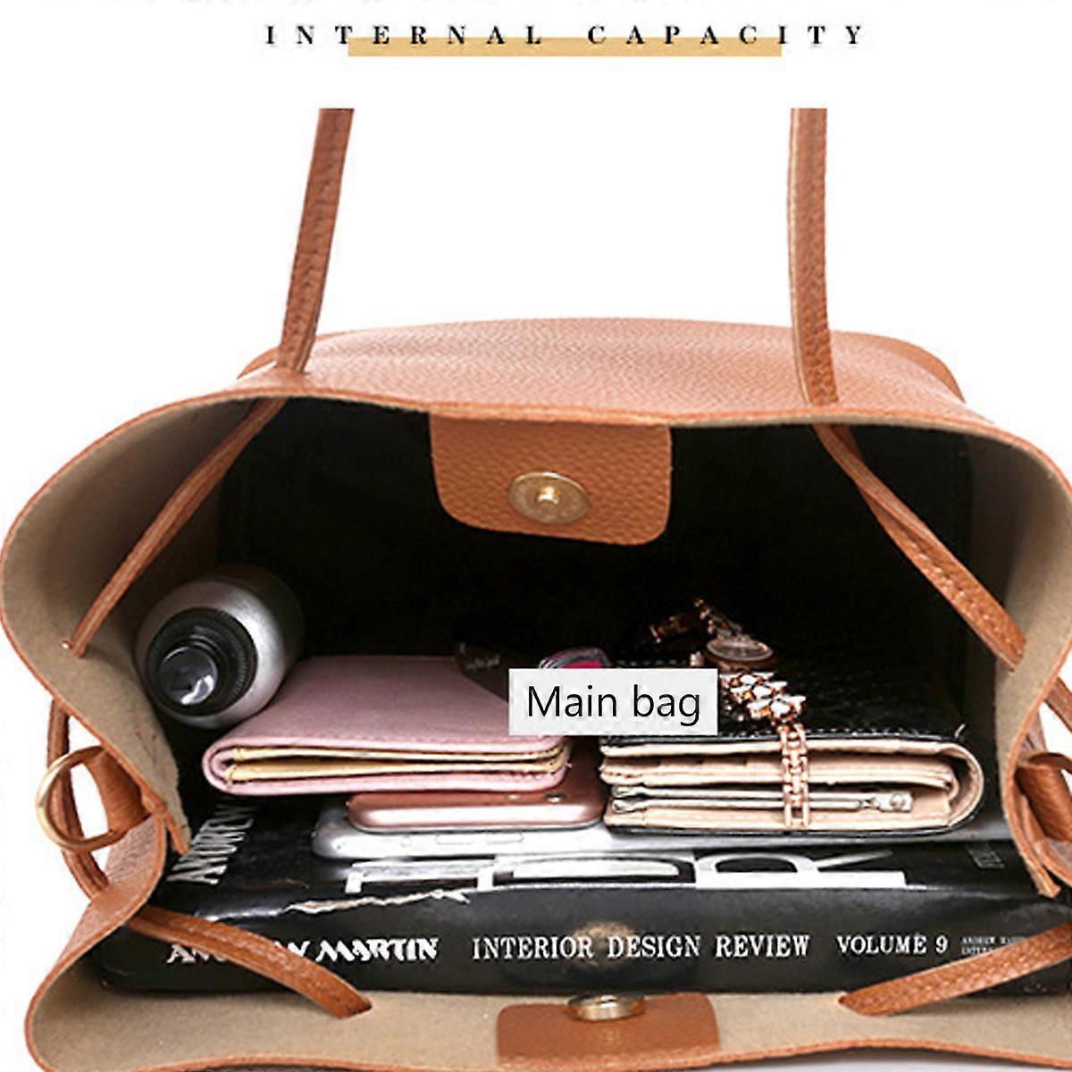 Fashion PU Leather Tote Set Handbag + Shoulder Bag + Wallet - Image 3