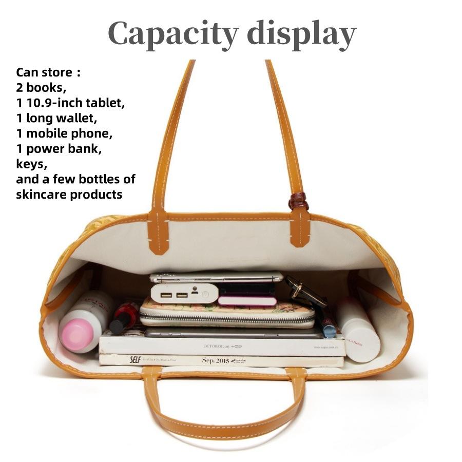 Women's PU Leather Tote Bag Large Capacity Waterproof Beach Bag Pocket Red - Image 3