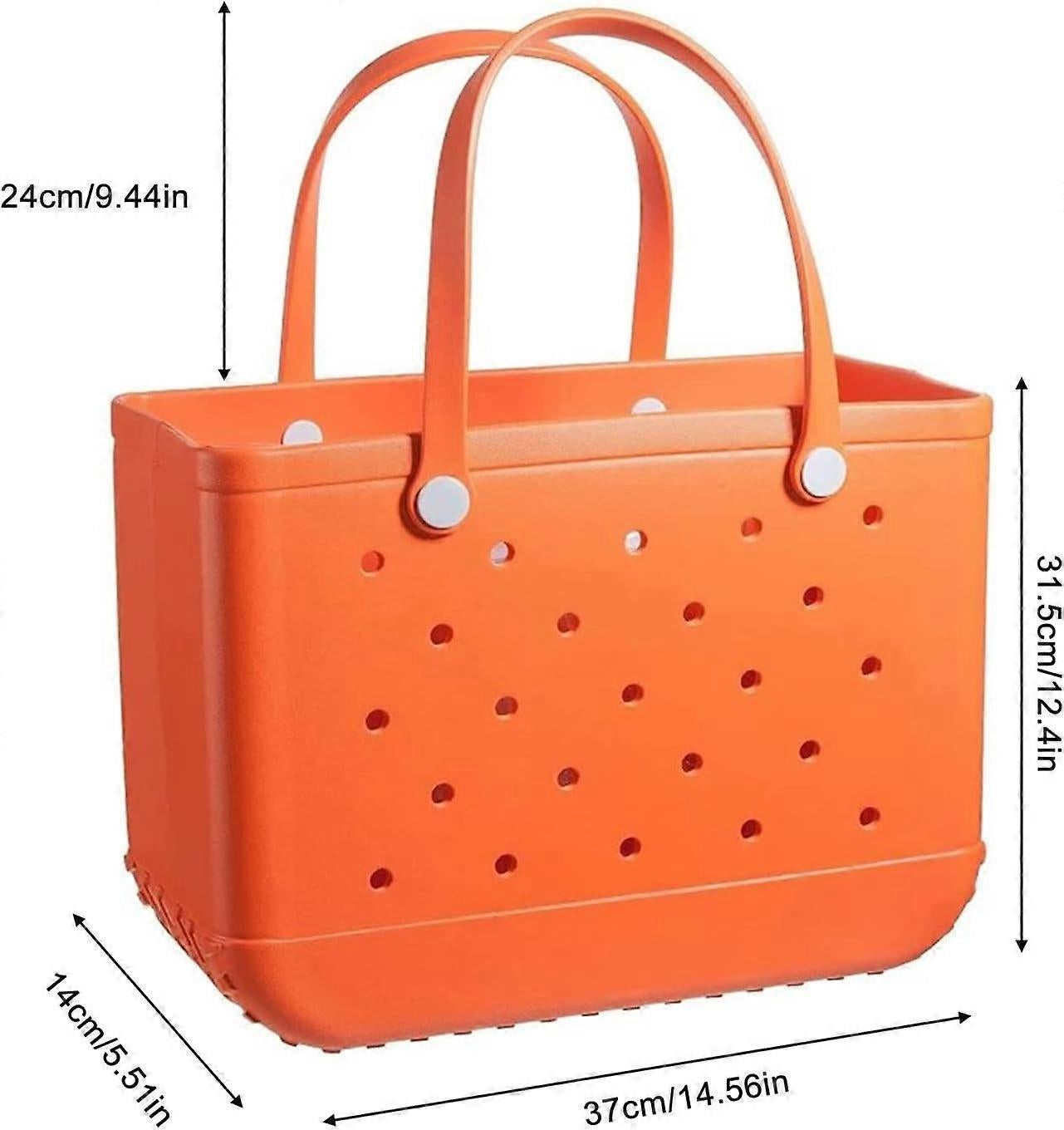 Rubber Tote Bag Sandproof Outdoor Washable Open Tote for Beach Pool Sports - Orange - Image 4