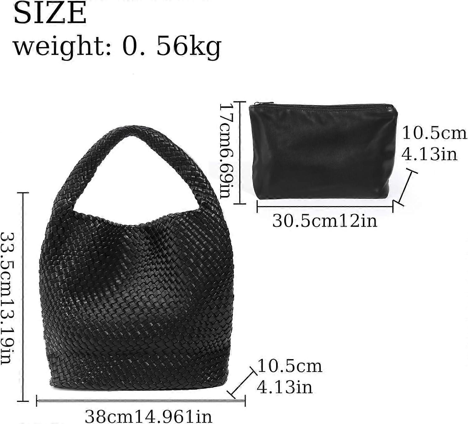 Woven Tote Bag for Women Soft Leather Handbag with Pocket - Image 5