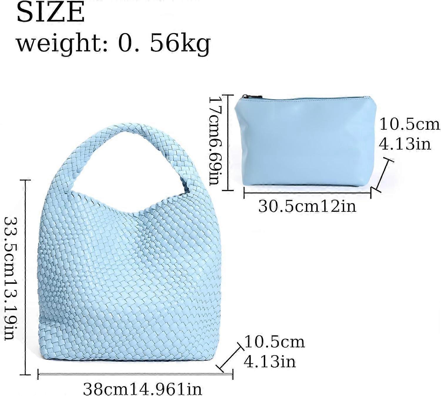 Woven Tote Bag for Women Soft Leather Handbag with Pocket - Image 4