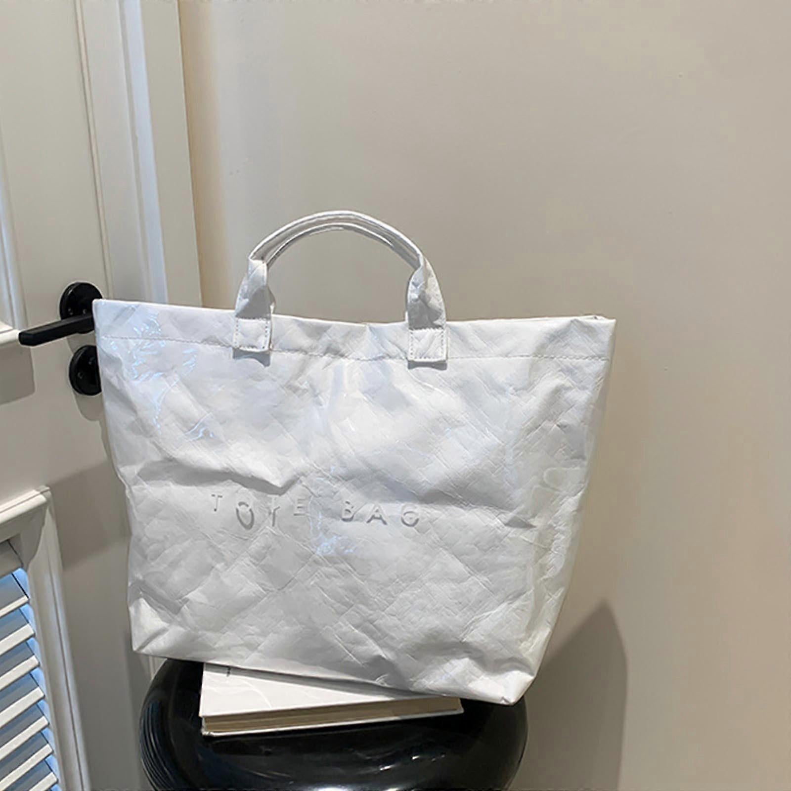 PVC Tote Bag for Women Large Fashion Solid Color Letter Print Tote - Image 5