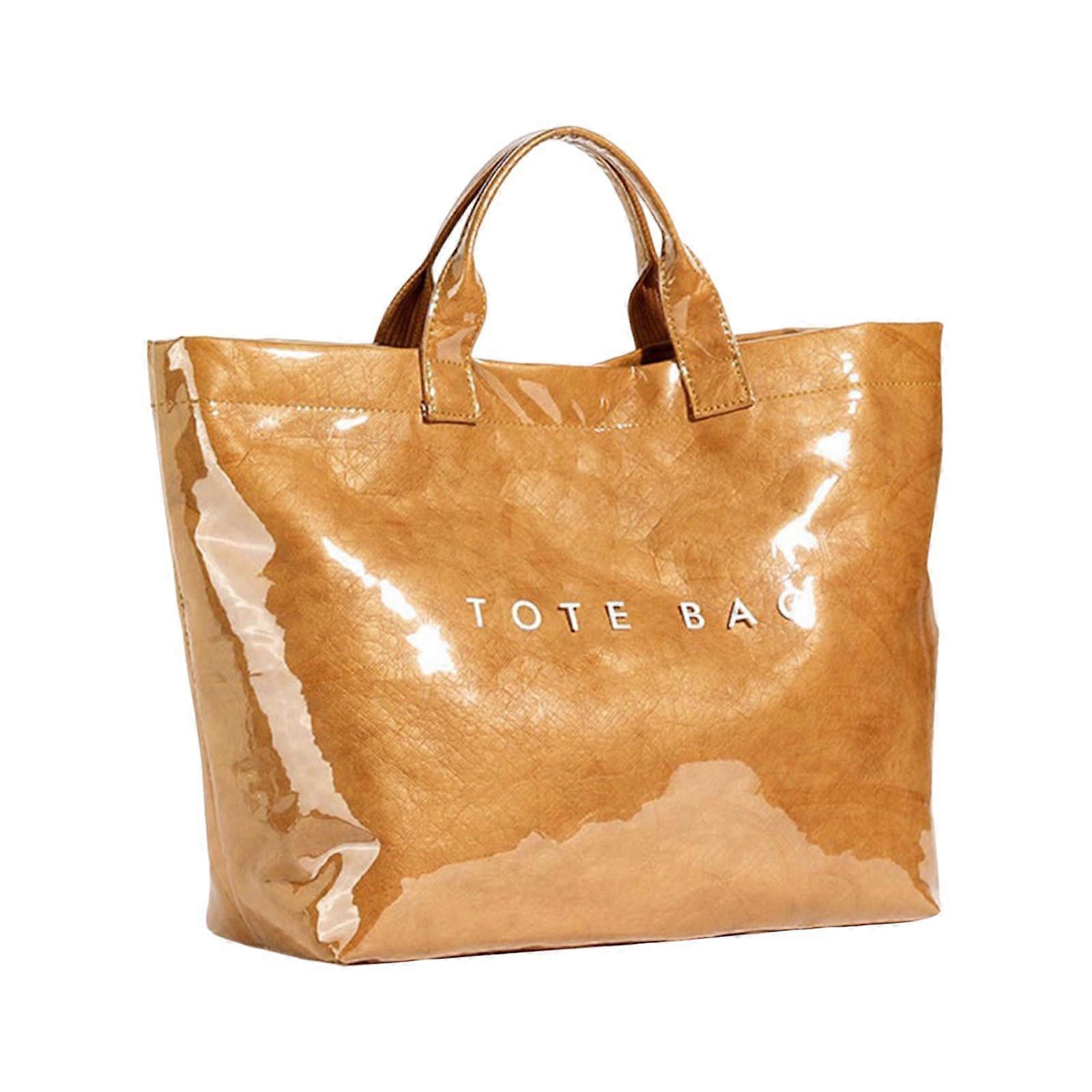 PVC Tote Bag for Women Large Fashion Solid Color Letter Print Tote - Image 1