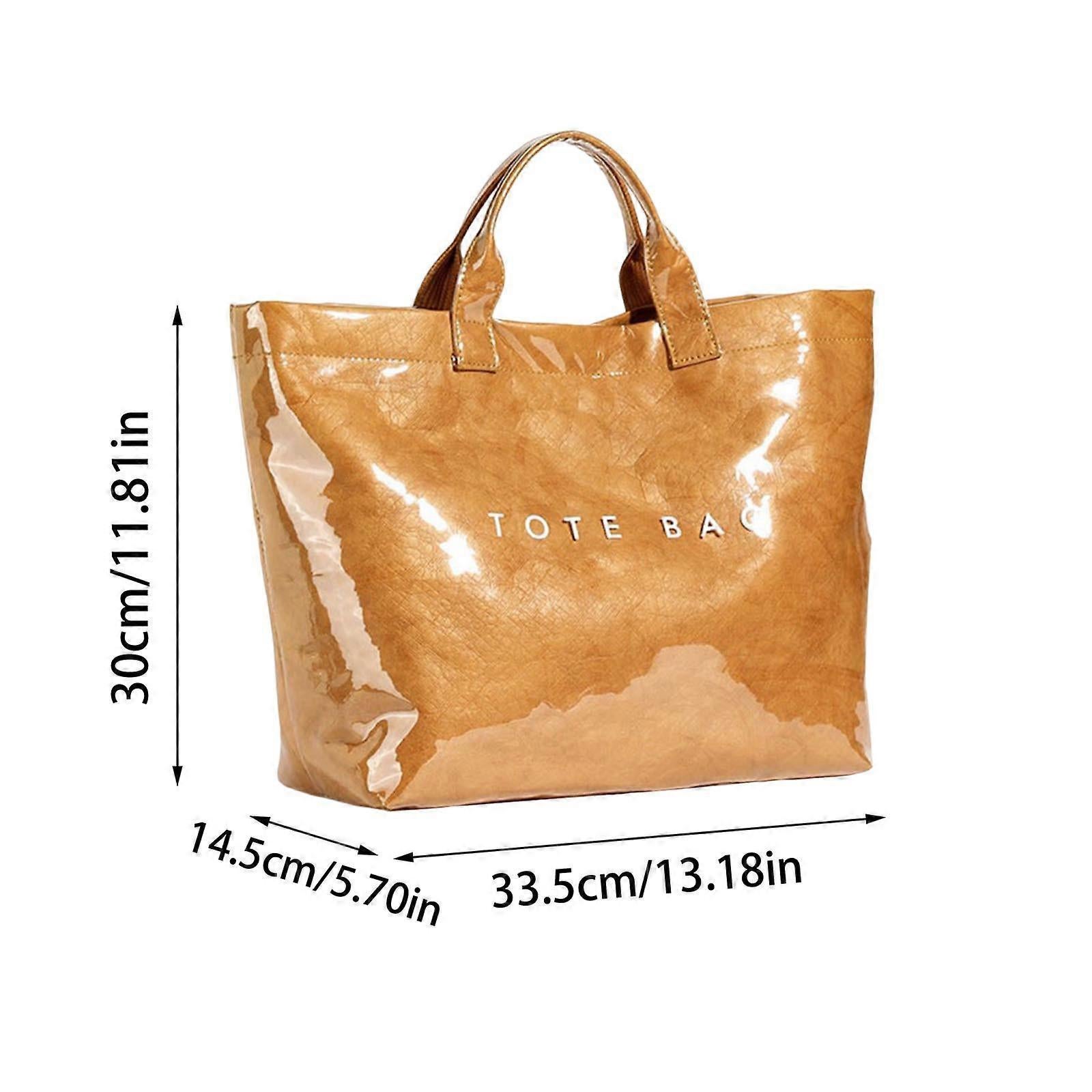 PVC Tote Bag for Women Large Fashion Solid Color Letter Print Tote - Image 3