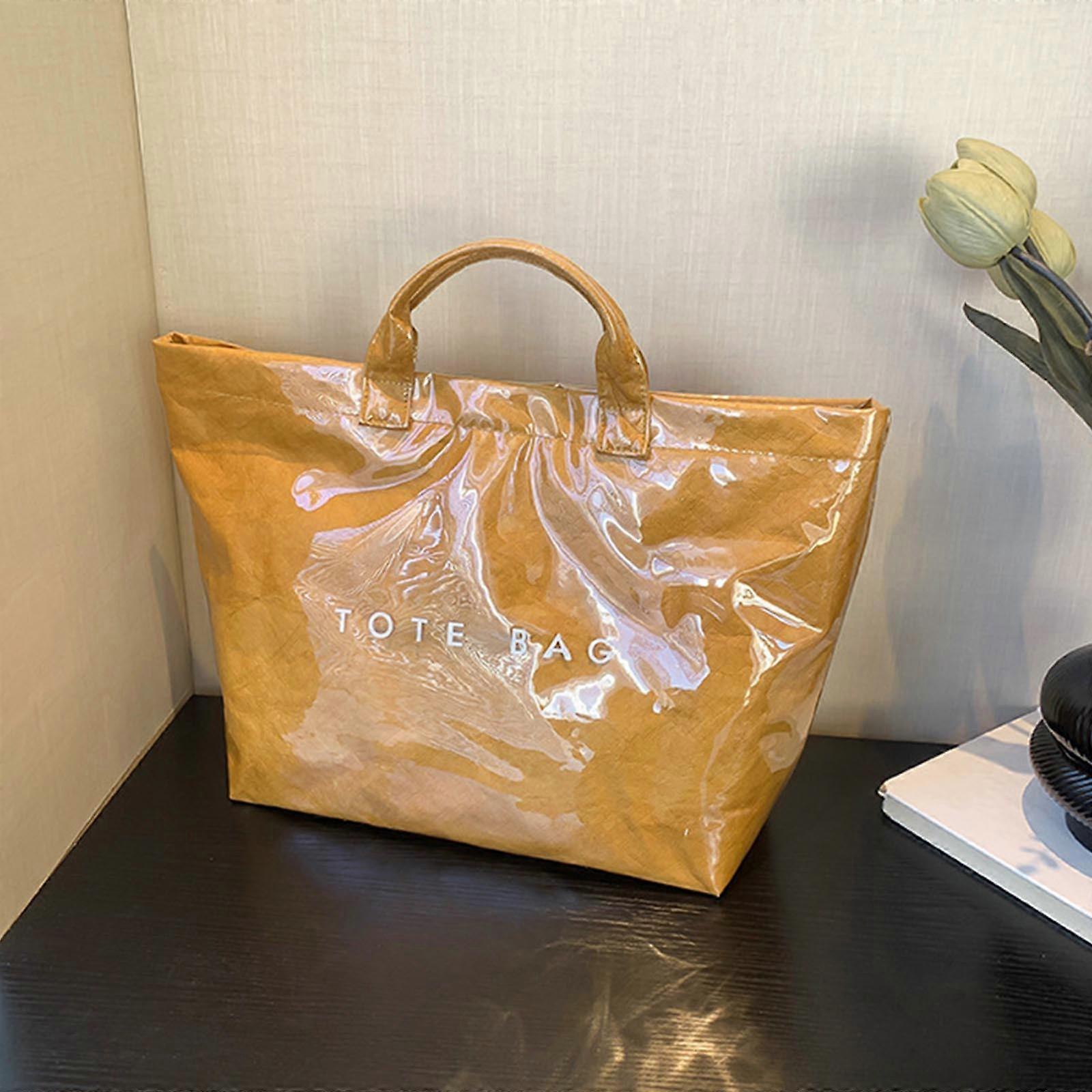 PVC Tote Bag for Women Large Fashion Solid Color Letter Print Tote - Image 5