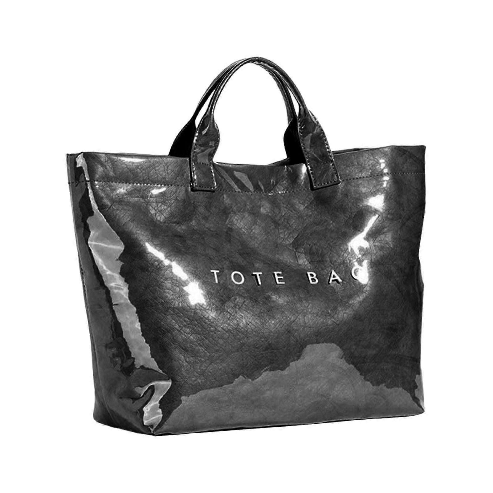 PVC Tote Bag for Women Large Fashion Solid Color Letter Print Tote - Image 1