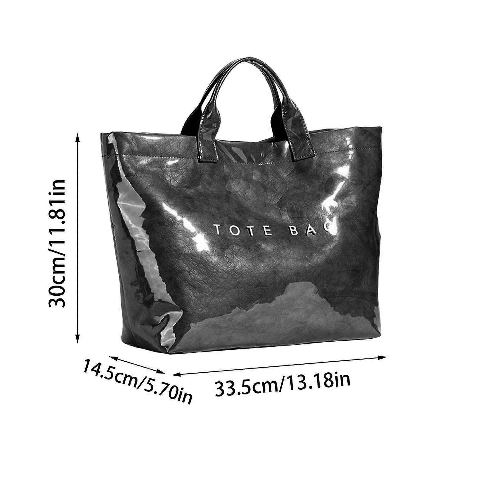 PVC Tote Bag for Women Large Fashion Solid Color Letter Print Tote - Image 3