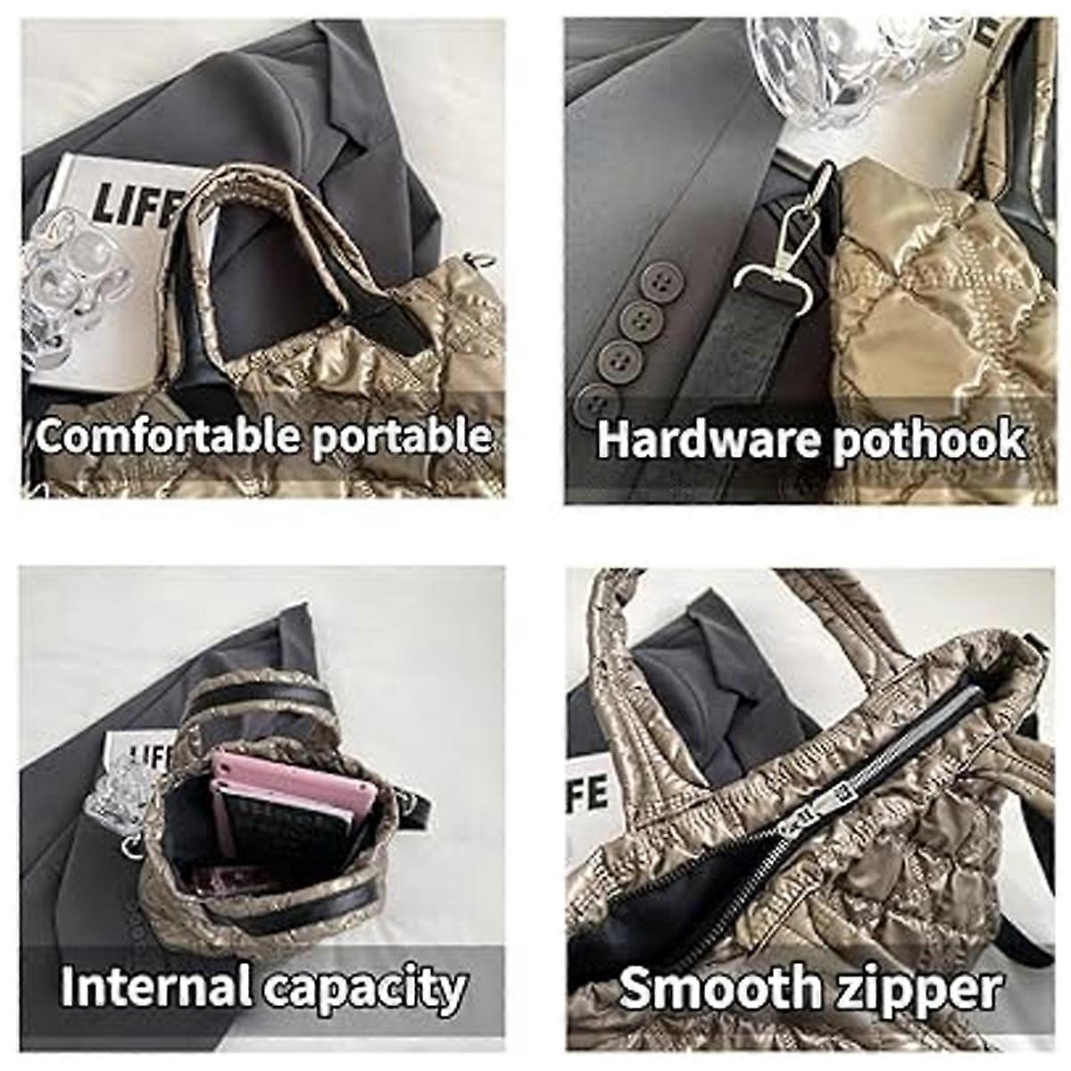 Women's Puffer Tote Quilted Crossbody Puffy Bag Quilted Tote Bag - Image 3