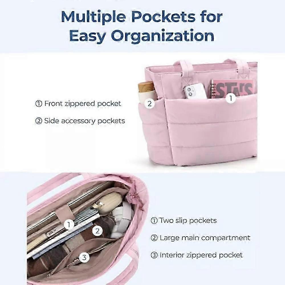 Lightweight Puffy Tote Bag for Women with Compartments Shoulder Bag - Image 5
