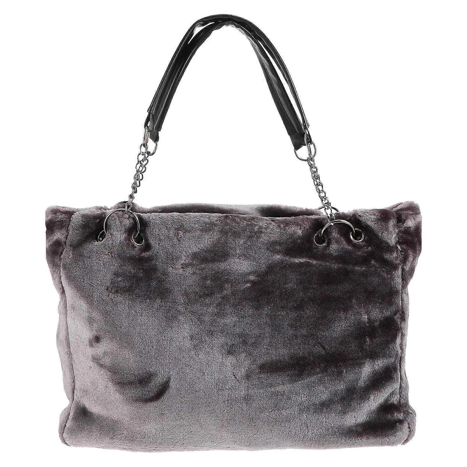 Women's Fuzzy Tote Bag Fluffy Plush Handbag Tote Purses - Image 1