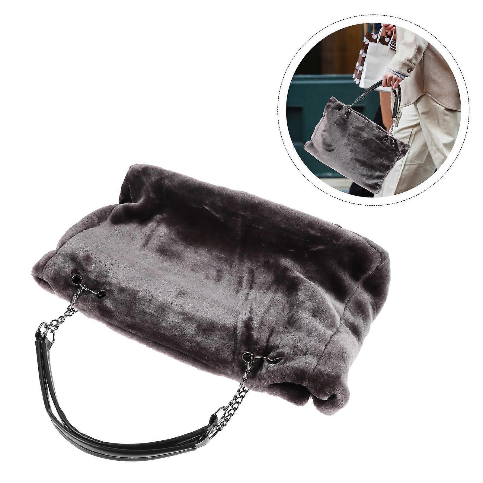 Women's Fuzzy Tote Bag Fluffy Plush Handbag Tote Purses - Image 3