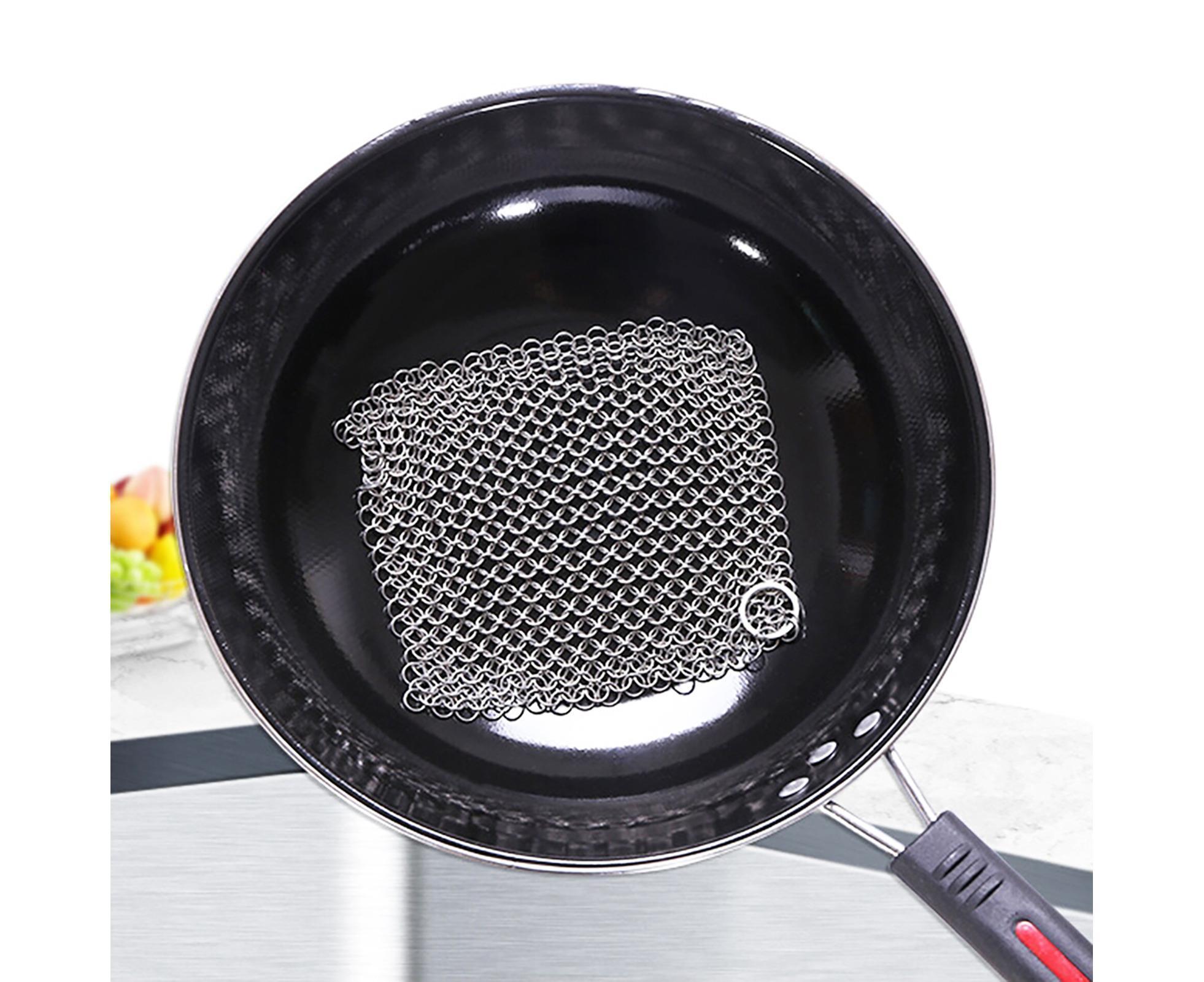 Stainless Steel Cast Iron Skillet Cleaner Chainmail Scrubber-6inch - Image 2