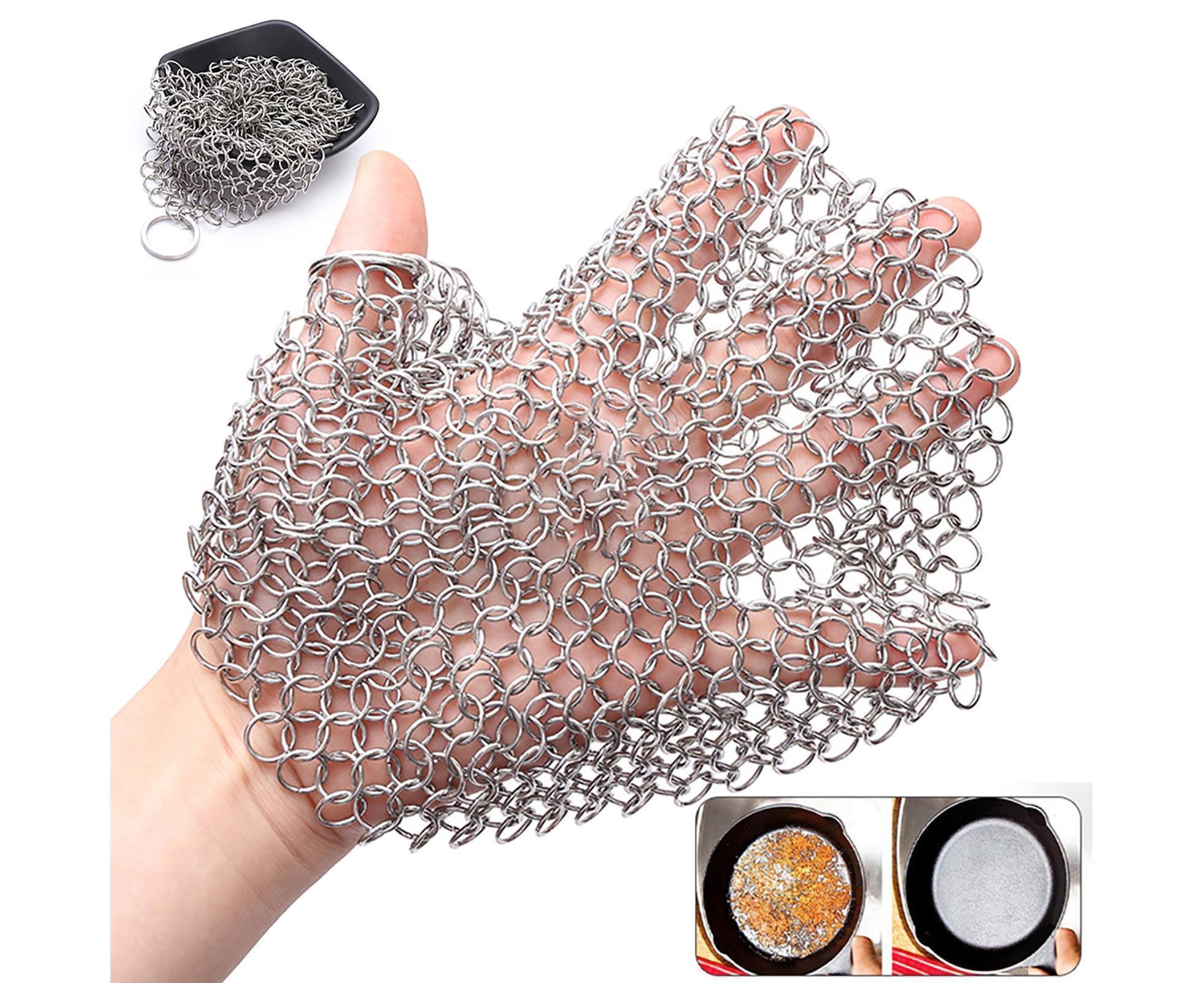 Stainless Steel Cast Iron Skillet Cleaner Chainmail Scrubber-6inch - Image 3