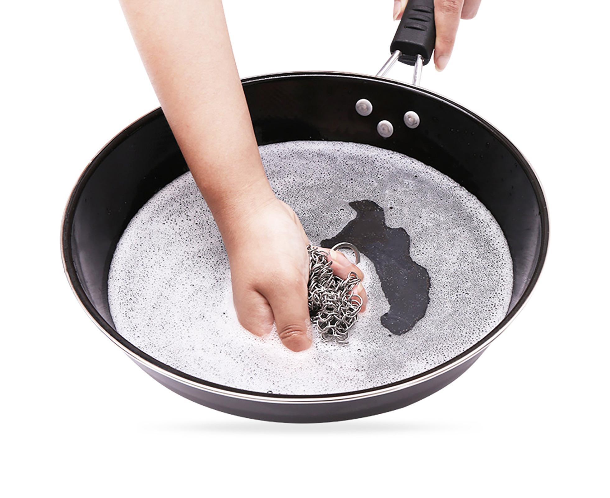 Stainless Steel Cast Iron Skillet Cleaner Chainmail Scrubber-6inch - Image 4