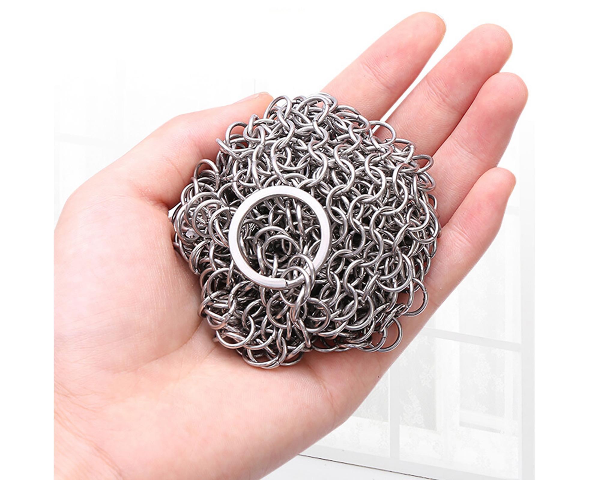 Stainless Steel Cast Iron Skillet Cleaner Chainmail Scrubber-6inch - Image 7