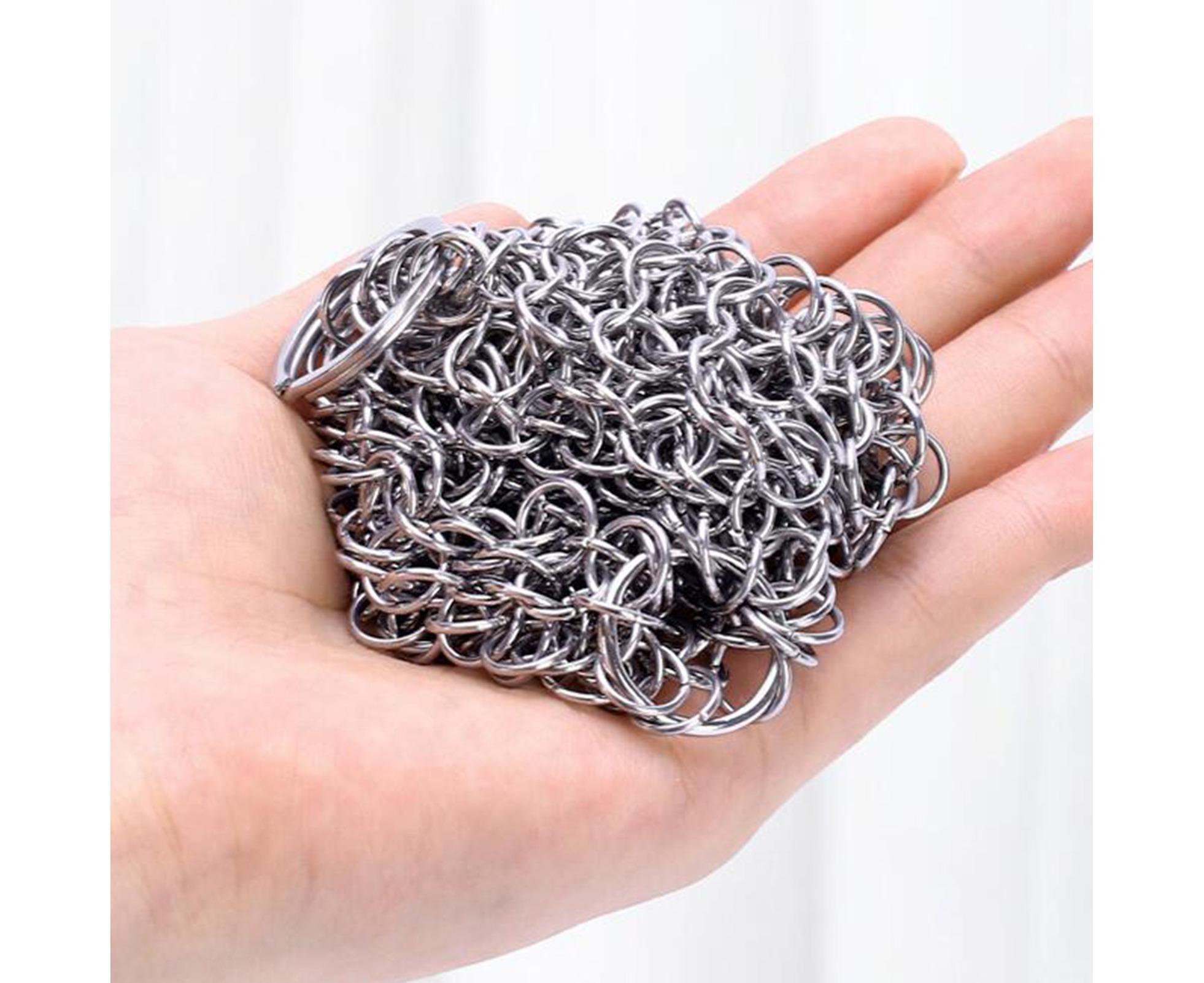 Stainless Steel Cast Iron Skillet Cleaner Chainmail Scrubber-6inch - Image 8